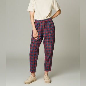 Vtg Italian Red Plaid High Waisted Wool Pants Tapered Pleated Trousers Sz 42 (8)